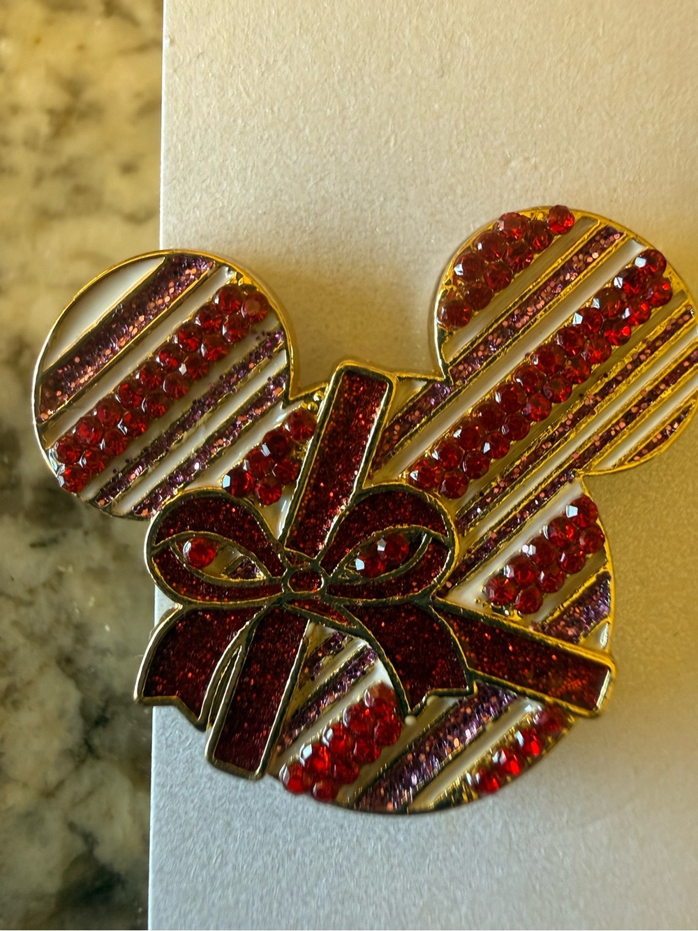 BaubleBar Red and White Rhinestone Mickey Christmas Bow Earrings